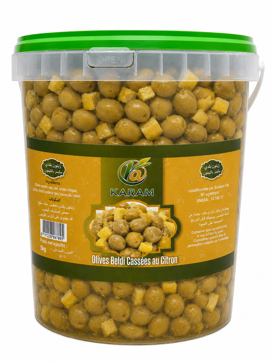Olive Verte Cassée Beldi au Citron